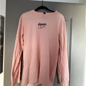 JC Caylen Signed Merch Pink Long Sleeve Shirt with Love Graphic